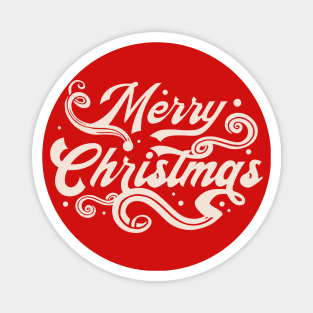 Merry Christmas Typography swirls snow Magnet